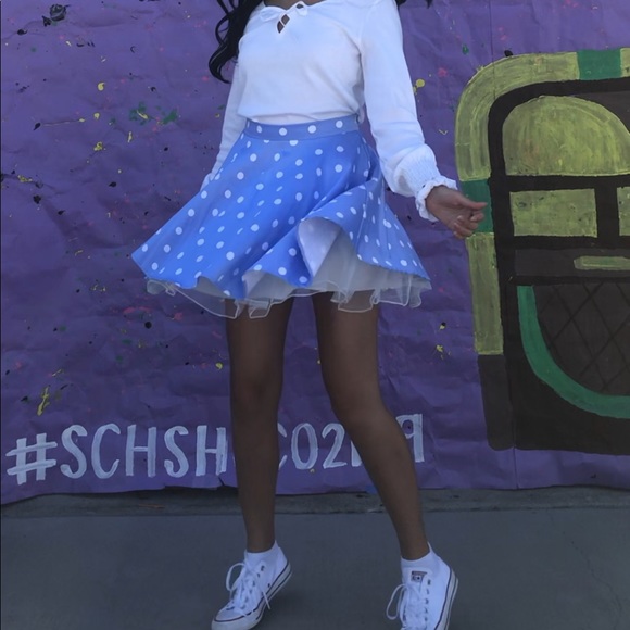 Blue Polka Dot Tutu Tulle Lined 50’s Skirt - Picture 3 of 3